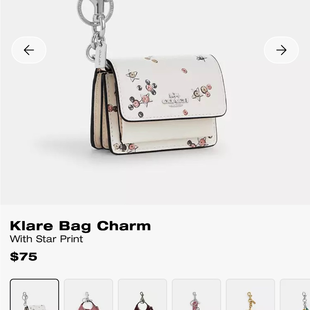 Coach Mini Bag Charm in Brown with Yellow Floral